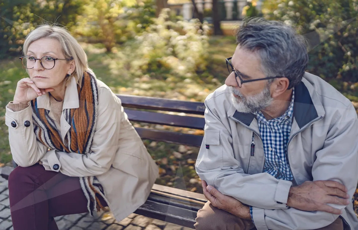 Couple on park bench